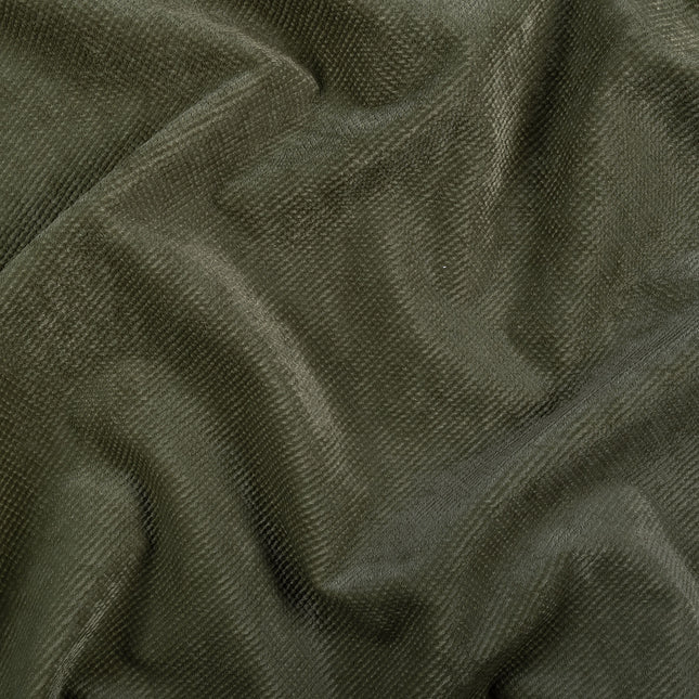 Olive Green Colour Textued Velvet Flock Easy Clean Sofa, Chair and Curtain Fabric