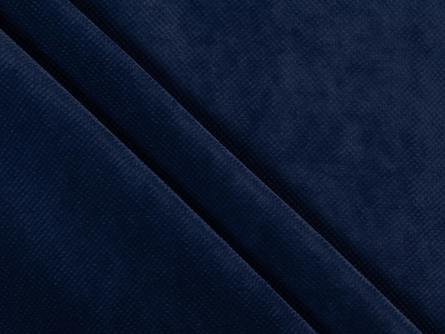 Royal Navy Blue Colour Textured Velvet Flock Easy Clean Sofa, Chair and Curtain Fabric