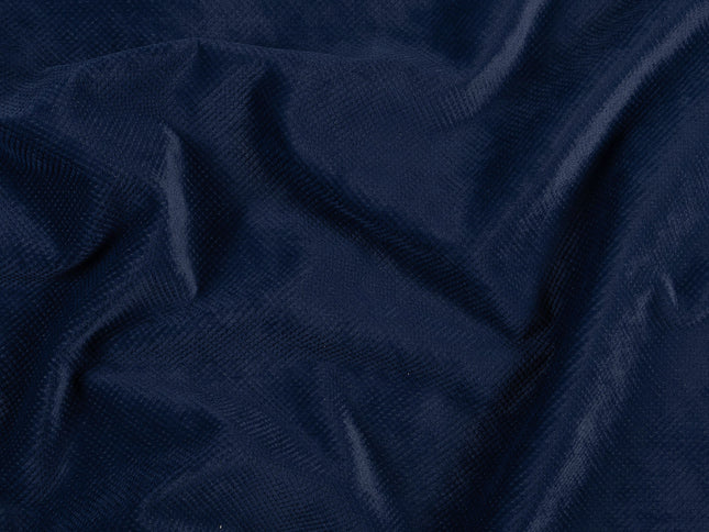 Royal Navy Blue Colour Textured Velvet Flock Easy Clean Sofa, Chair and Curtain Fabric