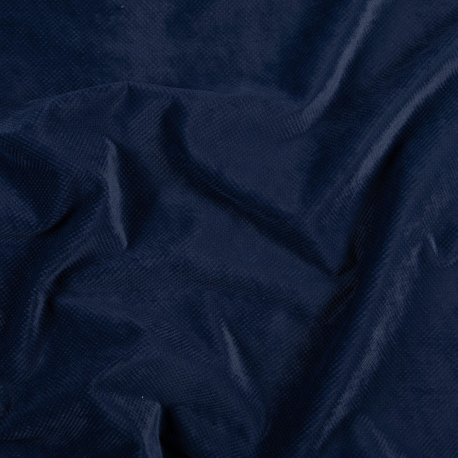 Royal Navy Blue Colour Textued Velvet Flock Easy Clean Sofa, Chair and Curtain Fabric