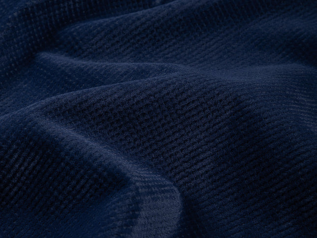 Royal Navy Blue Colour Textured Velvet Flock Easy Clean Sofa, Chair and Curtain Fabric