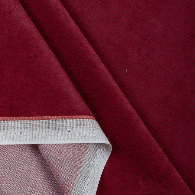 Dark Maroon Colour Textured Velvet Flock Easy Clean Readymade Curtain