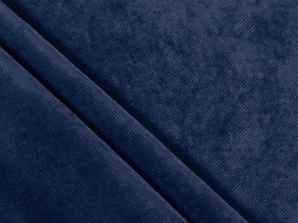 Prussian Blue Colour Textured Velvet Flock Easy Clean Sofa, Chair and Curtain Fabric