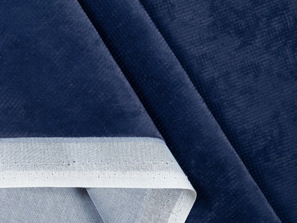 Prussian Blue Colour Textured Velvet Flock Readymade Curtain