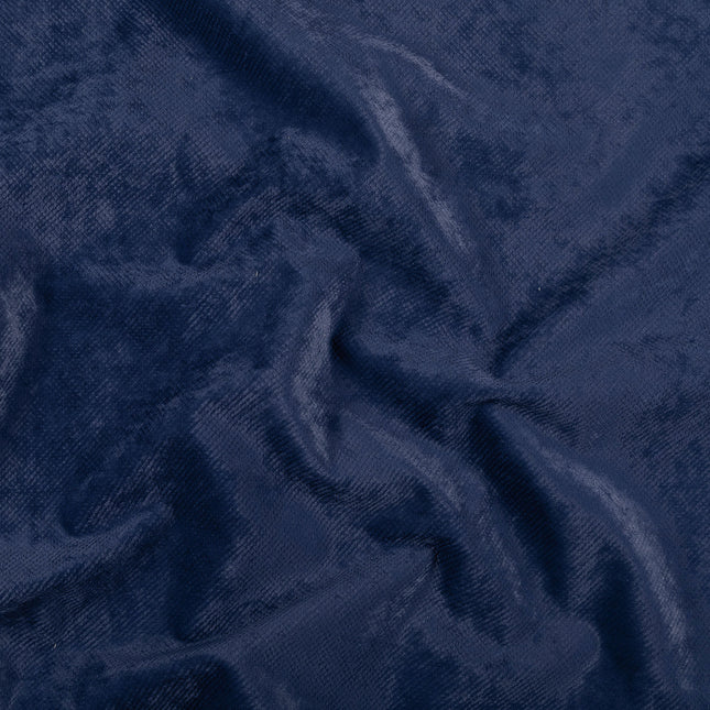 Prussian Blue Colour Textured Velvet Flock Easy Clean Sofa, Chair and Curtain Fabric