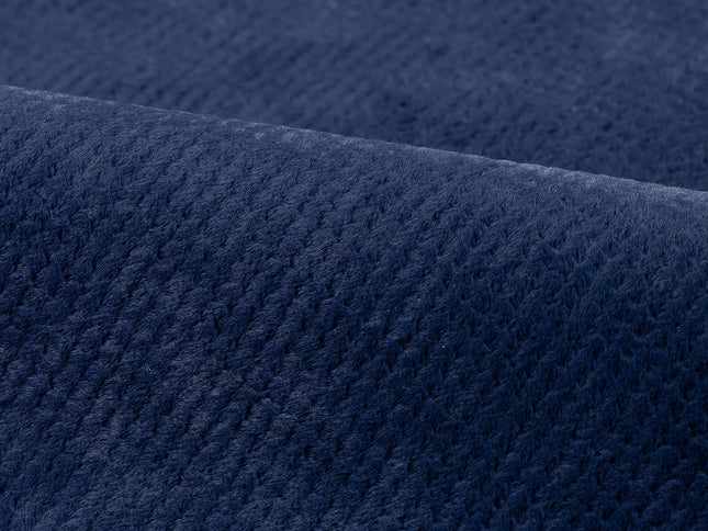 Prussian Blue Colour Textured Velvet Flock Easy Clean Sofa, Chair and Curtain Fabric
