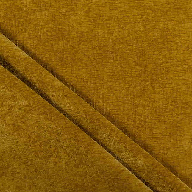 Dark Yellow Colour Textured Velvet Flock Readymade Curtain