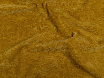 Dark Yellow Colour Textured Velvet Flock Easy Clean Sofa, Chair and Curtain Fabric