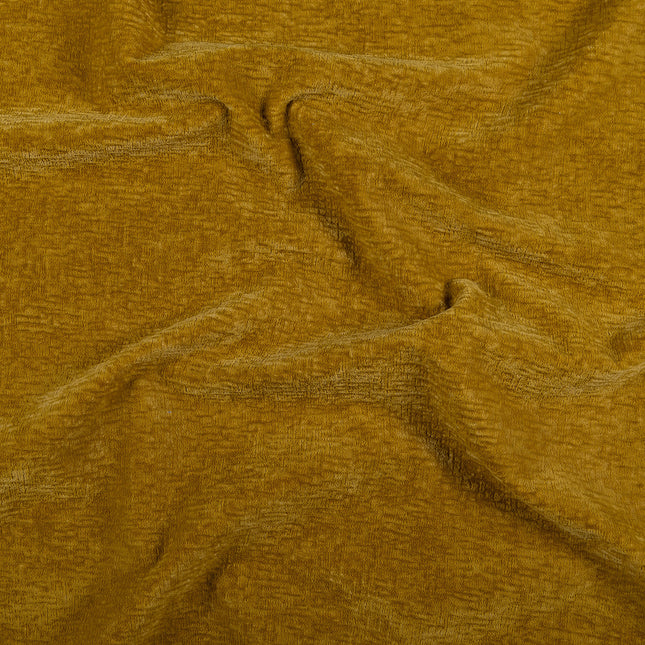 Dark Yellow Colour Textured Velvet Flock Easy Clean Sofa, Chair and Curtain Fabric