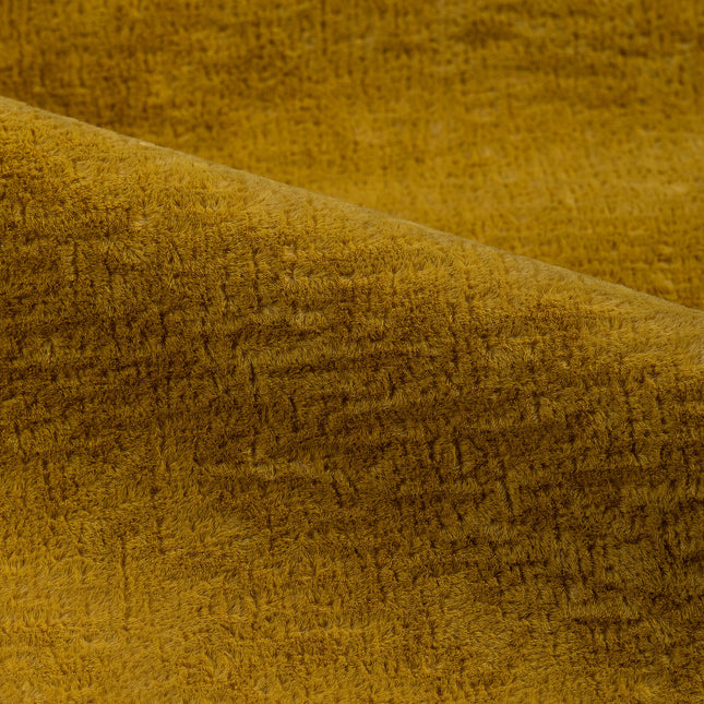 Dark Yellow Colour Textured Velvet Flock Easy Clean Sofa, Chair and Curtain Fabric