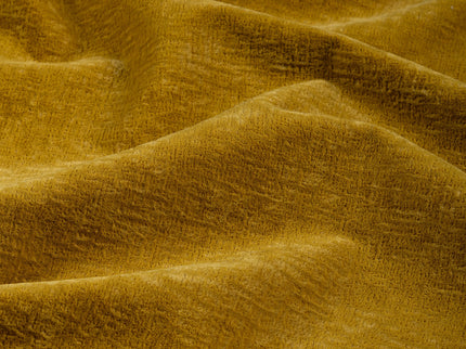 Dark Yellow Colour Textured Velvet Flock Easy Clean Sofa, Chair and Curtain Fabric