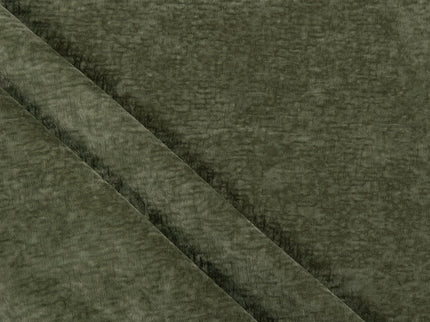 Olive Green Colour Textured Velvet Flock Easy Clean Sofa, Chair and Curtain Fabric