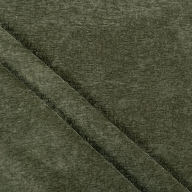 Olive Green Colour Textured Velvet Flock Easy Clean Sofa, Chair and Curtain Fabric