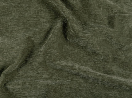 Olive Green Colour Textured Velvet Flock Easy Clean Sofa, Chair and Curtain Fabric