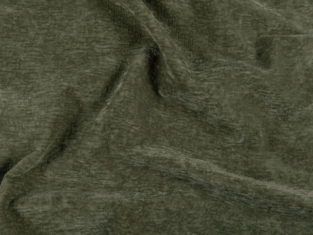 Olive Green Colour Textured Velvet Flock Easy Clean Sofa, Chair and Curtain Fabric