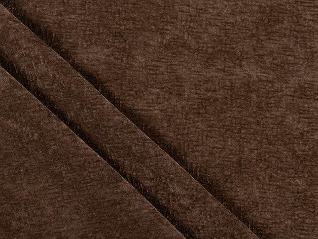 Mocha Brown Colour Textured Velvet Flock Easy Clean Sofa, Chair and Curtain Fabric