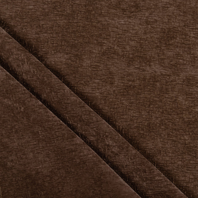 Mocha Brown Colour Textured Velvet Flock Readymade Curtain