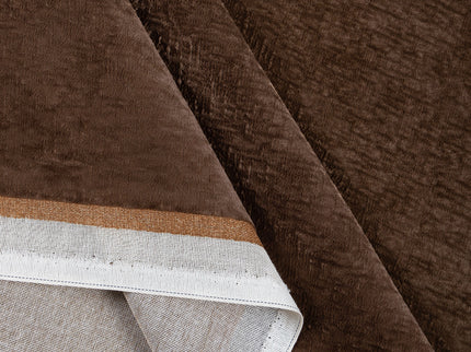 Mocha Brown Colour Textured Velvet Flock Readymade Curtain