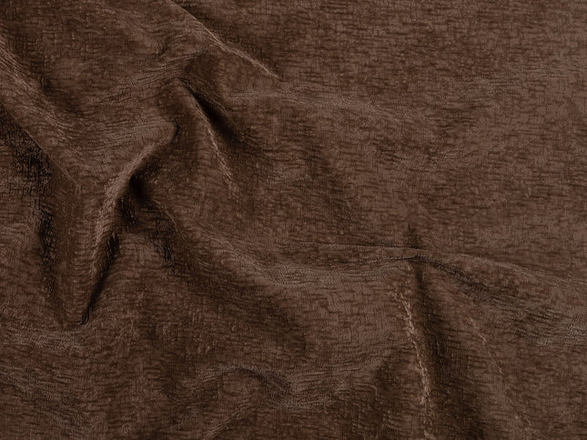 Mocha Brown Colour Textured Velvet Flock Easy Clean Sofa, Chair and Curtain Fabric