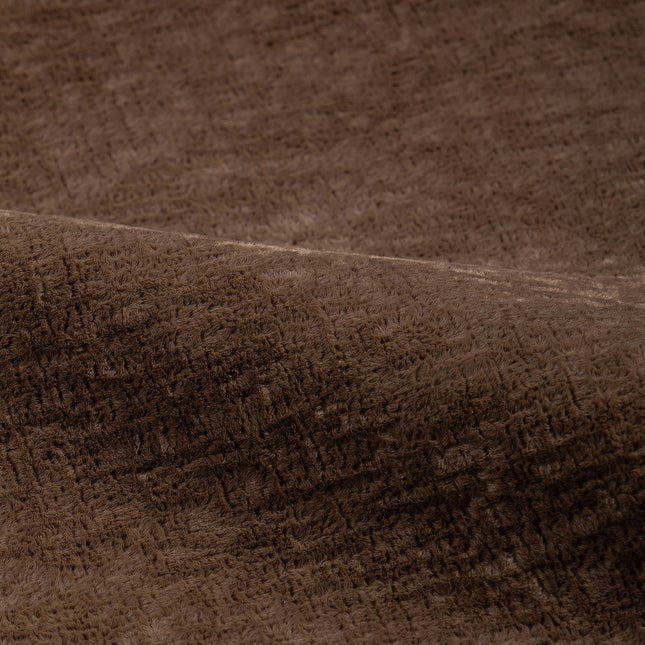 Mocha Brown Colour Textured Velvet Flock Easy Clean Sofa, Chair and Curtain Fabric