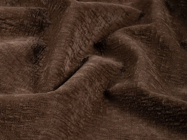 Mocha Brown Colour Textured Velvet Flock Easy Clean Sofa, Chair and Curtain Fabric