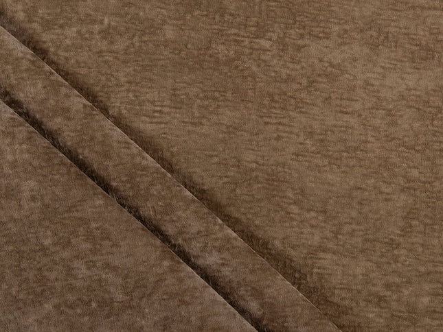 Brown Colour Textured Velvet Flock Easy Clean Sofa, Chair and Curtain Fabric