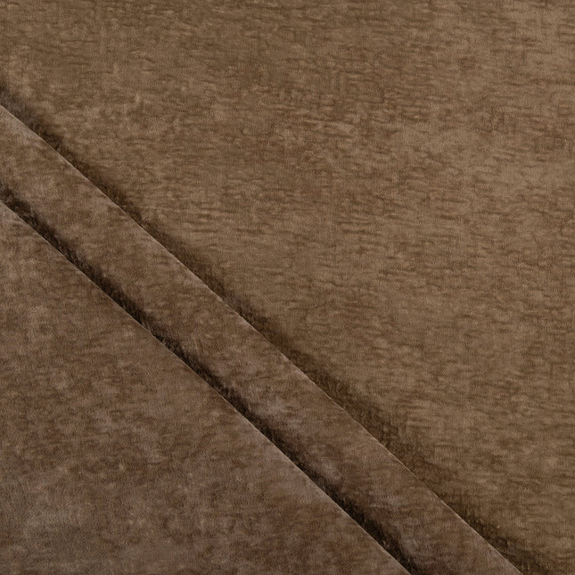 Brown Colour Textured Velvet Flock Readymade Curtain