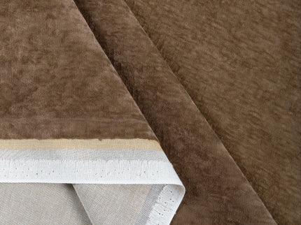 Brown Colour Textured Velvet Flock Readymade Curtain