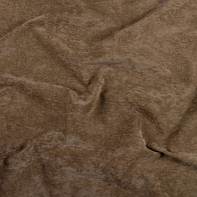 Brown Colour Textured Velvet Flock Easy Clean Sofa, Chair and Curtain Fabric