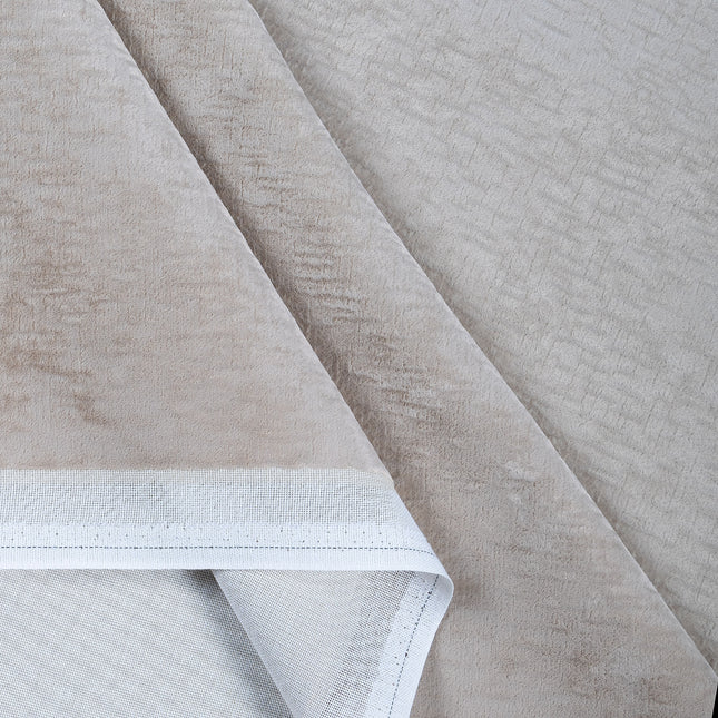 Light Cream Colour Textured Velvet Flock Easy Clean Sofa, Chair and Curtain Fabric