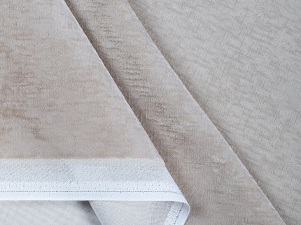 Light Cream Colour Textured Velvet Flock Readymade Curtain