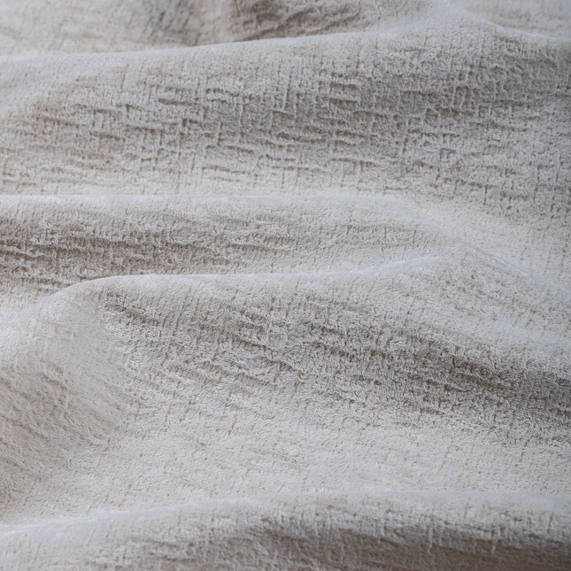 Light Cream Colour Textured Velvet Flock Easy Clean Sofa, Chair and Curtain Fabric