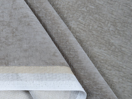 Light Beige Taupe Colour Textured Velvet Flock Readymade Curtain