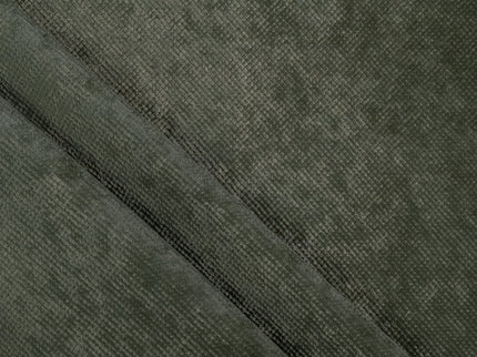 Olive Green Colour Textured Velvet Flock Easy Clean Sofa, Chair and Curtain Fabric