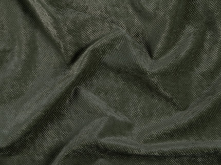Olive Green Colour Textured Velvet Flock Easy Clean Sofa, Chair and Curtain Fabric