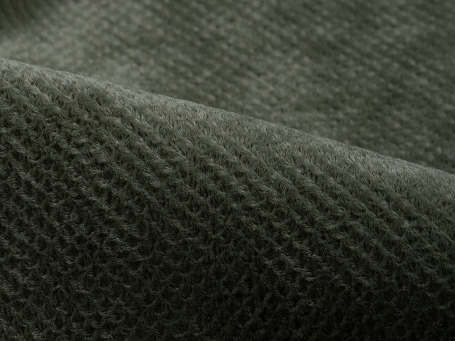 Olive Green Colour Textured Velvet Flock Easy Clean Sofa, Chair and Curtain Fabric