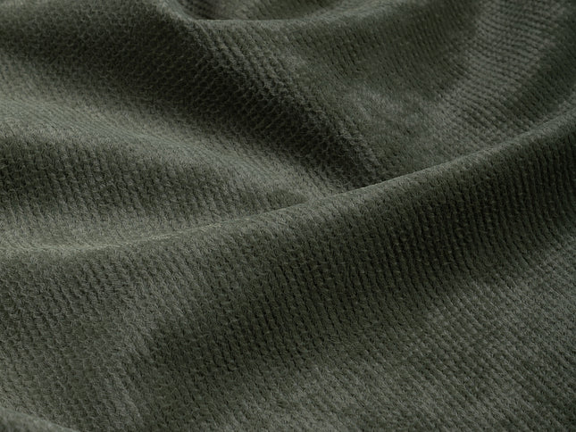 Olive Green Colour Textured Velvet Flock Easy Clean Sofa, Chair and Curtain Fabric