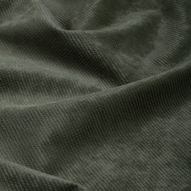 Olive Green Colour Textured Velvet Flock Easy Clean Sofa, Chair and Curtain Fabric