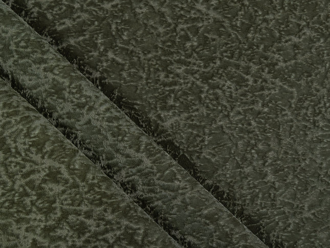 Olive Green Colour Textured Velvet Flock Easy Clean Sofa, Chair and Curtain Fabric