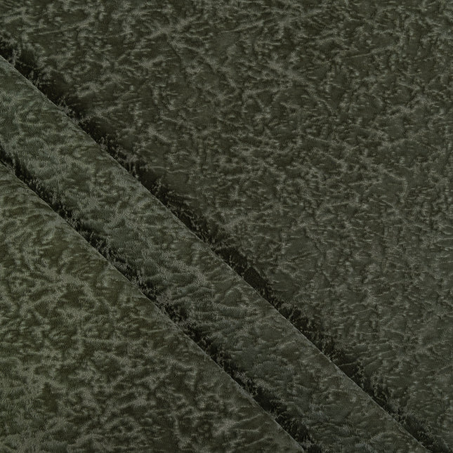 Olive Green Colour Textured Velvet Flock Easy Clean Sofa, Chair and Curtain Fabric