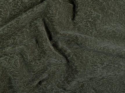 Olive Green Colour Textured Velvet Flock Easy Clean Sofa, Chair and Curtain Fabric