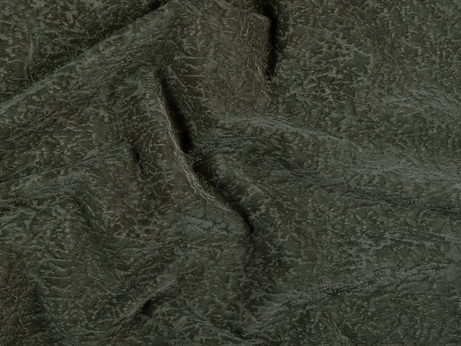 Olive Green Colour Textured Velvet Flock Easy Clean Sofa, Chair and Curtain Fabric