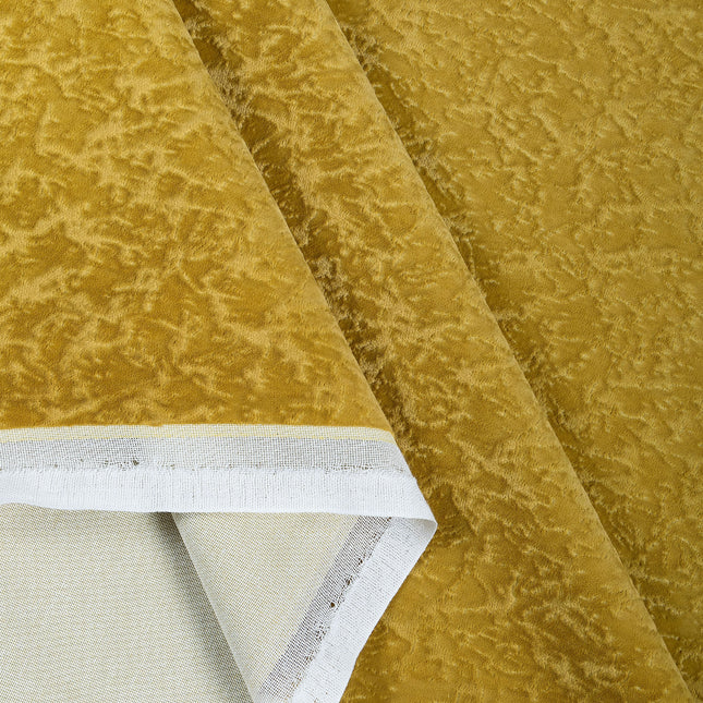 Dark Lime Green Colour Textured Velvet Flock Readymade Curtain