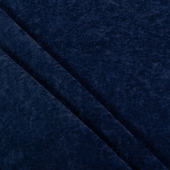 Dark Navy Blue Colour Textured Velvet Flock Easy Clean Sofa, Chair and Curtain Fabric