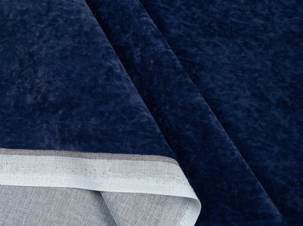 Dark Navy Blue Colour Textured Velvet Flock Readymade Curtain