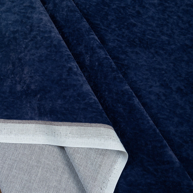 Dark Navy Blue Colour Textured Velvet Flock Readymade Curtain