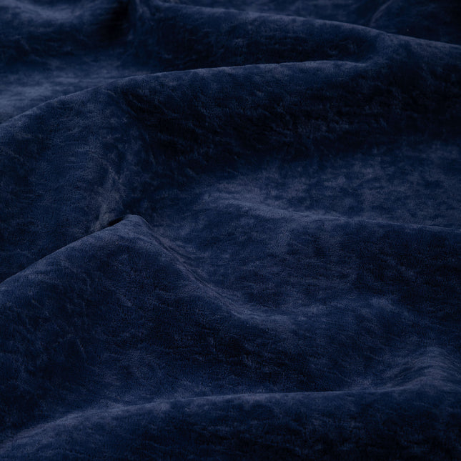 Dark Navy Blue Colour Textured Velvet Flock Easy Clean Sofa, Chair and Curtain Fabric