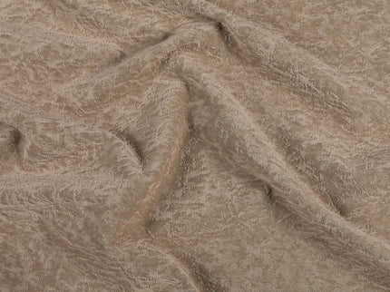 Medium Brown Colour Textured Velvet Flock Easy Clean Sofa, Chair and Curtain Fabric