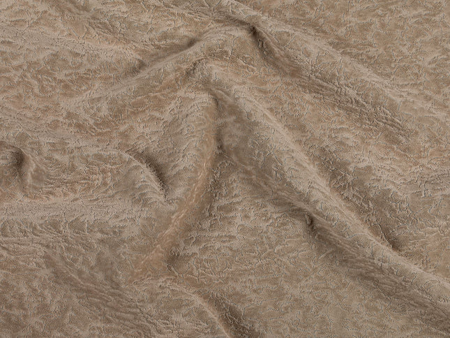 Medium Brown Colour Textured Velvet Flock Easy Clean Sofa, Chair and Curtain Fabric