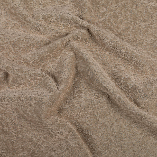 Medium Brown Colour Textured Velvet Flock Easy Clean Sofa, Chair and Curtain Fabric